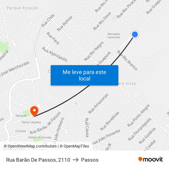 Rua Barão De Passos, 2110 to Passos map