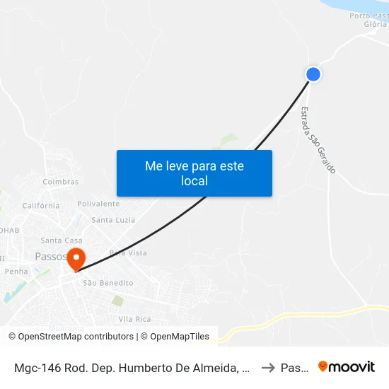 Mgc-146 Rod. Dep. Humberto De Almeida, Km 353,2 Sul to Passos map