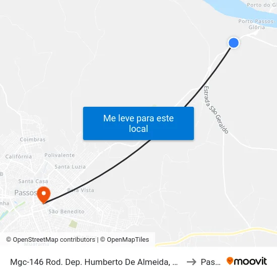 Mgc-146 Rod. Dep. Humberto De Almeida, Km 352,1 Norte to Passos map