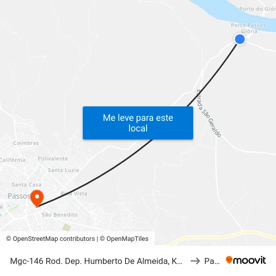 Mgc-146 Rod. Dep. Humberto De Almeida, Km 351,5 Norte | Trevo Do Areal to Passos map