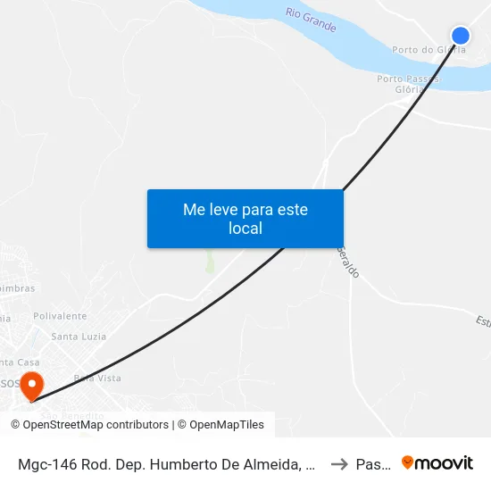 Mgc-146 Rod. Dep. Humberto De Almeida, Km 349,5 Norte to Passos map