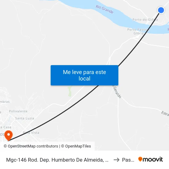 Mgc-146 Rod. Dep. Humberto De Almeida, Km 349 Norte to Passos map