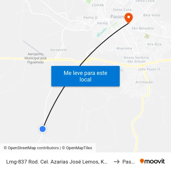 Lmg-837 Rod. Cel. Azarias José Lemos, Km 4 Norte to Passos map
