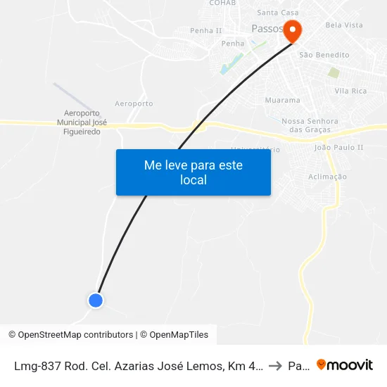 Lmg-837 Rod. Cel. Azarias José Lemos, Km 4,5 Norte | Acesso À Fazenda Sabão to Passos map