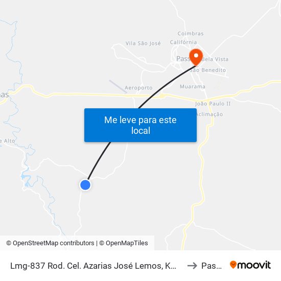 Lmg-837 Rod. Cel. Azarias José Lemos, Km 8,2 Norte to Passos map