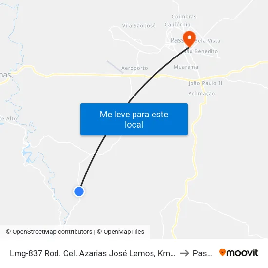 Lmg-837 Rod. Cel. Azarias José Lemos, Km 10,7 Norte to Passos map