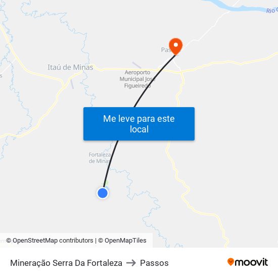 Mineração Serra Da Fortaleza to Passos map