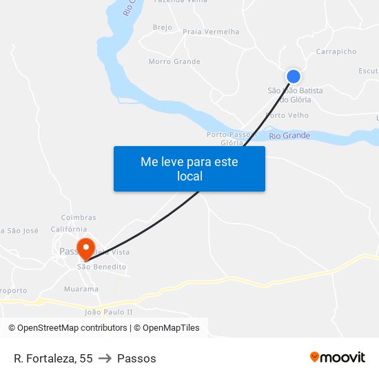 R. Fortaleza, 55 to Passos map