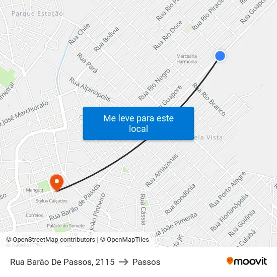 Rua Barão De Passos, 2115 to Passos map