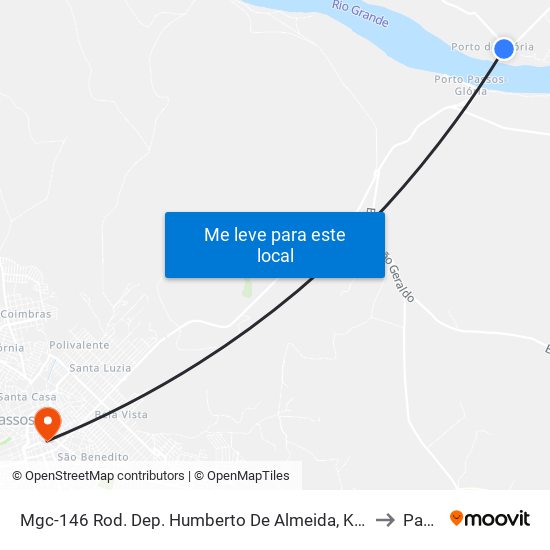 Mgc-146 Rod. Dep. Humberto De Almeida, Km 350 Sul | Areia União to Passos map