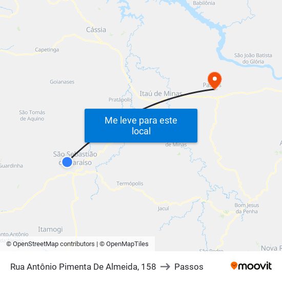 Rua Antônio Pimenta De Almeida, 158 to Passos map