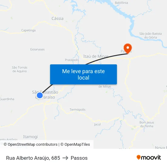 Rua Alberto Araújo, 685 to Passos map