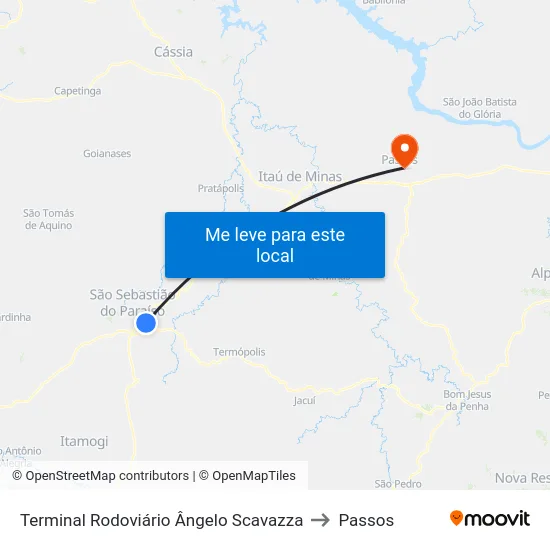 Terminal Rodoviário Ângelo Scavazza to Passos map