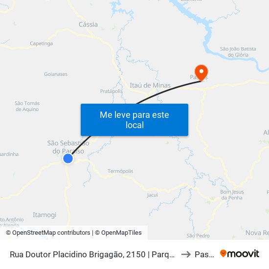 Rua Doutor Placidino Brigagão, 2150 | Parque Da Lagoinha to Passos map