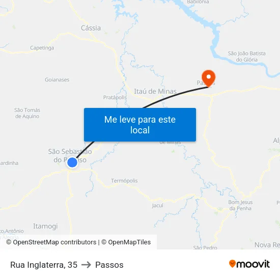 Rua Inglaterra, 35 to Passos map