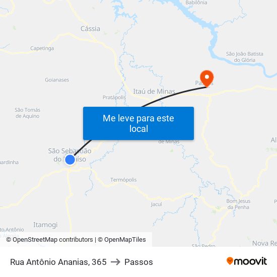 Rua Antônio Ananias, 365 to Passos map