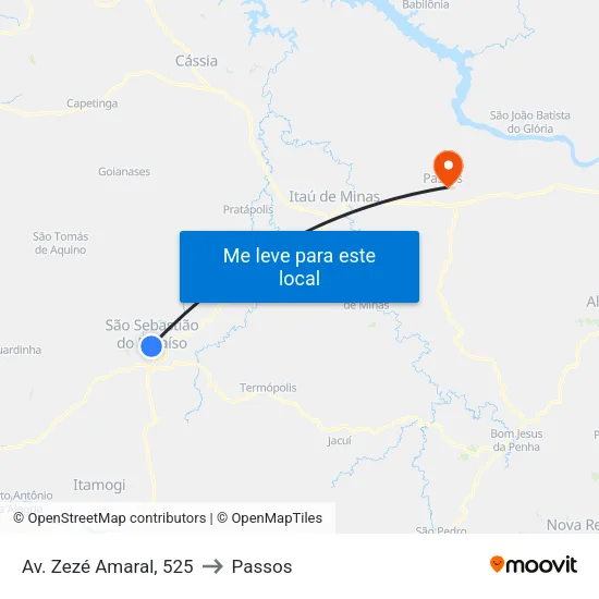 Av. Zezé Amaral, 525 to Passos map