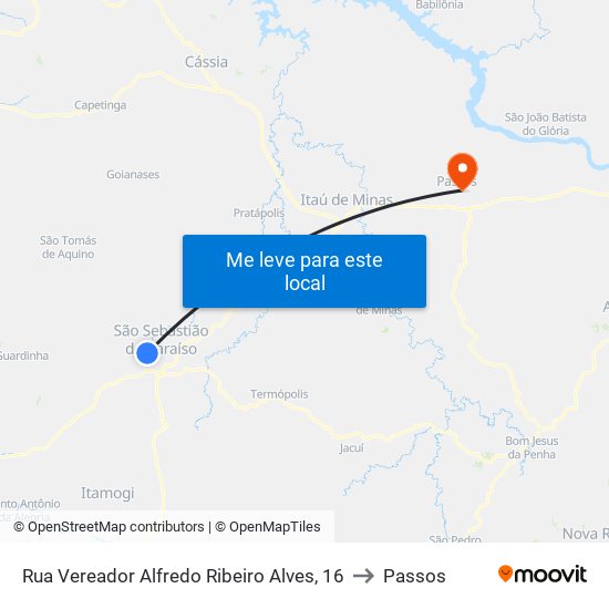 Rua Vereador Alfredo Ribeiro Alves, 16 to Passos map