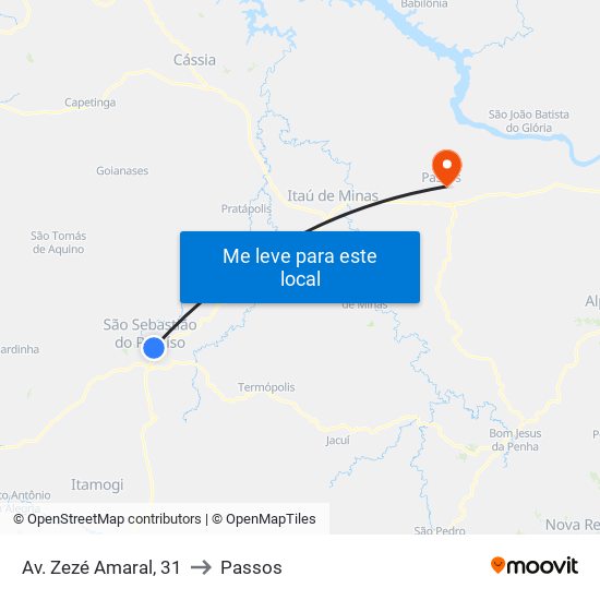 Av. Zezé Amaral, 31 to Passos map
