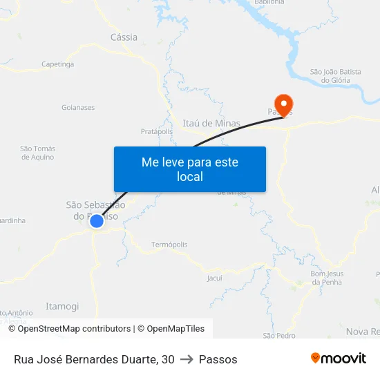 Rua José Bernardes Duarte, 30 to Passos map