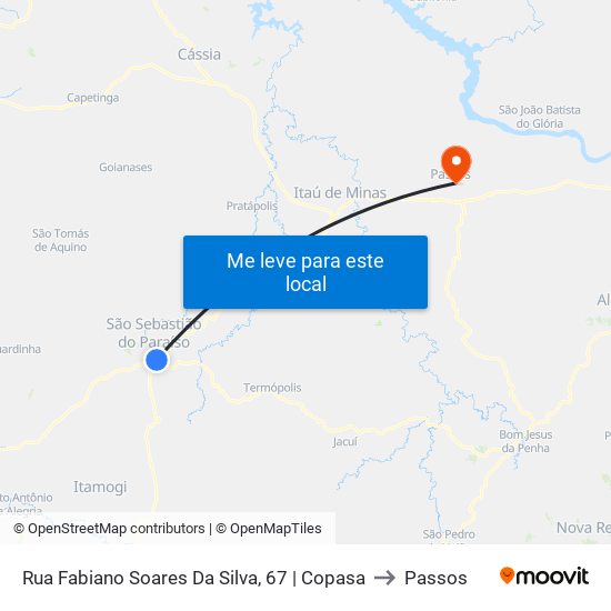 Rua Fabiano Soares Da Silva, 67 | Copasa to Passos map