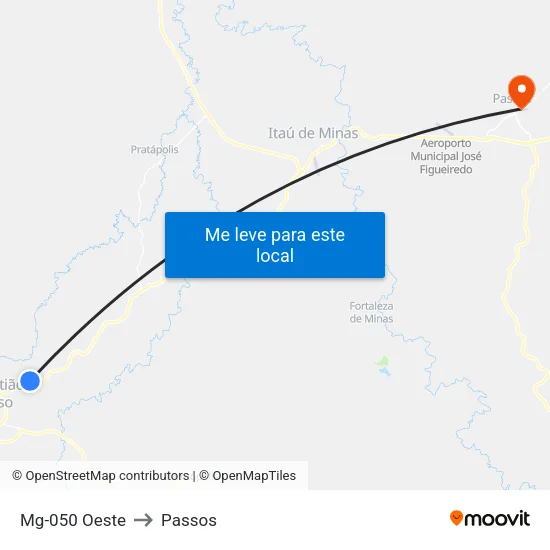 Mg-050 Oeste to Passos map