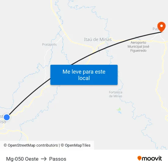 Mg-050 Oeste to Passos map