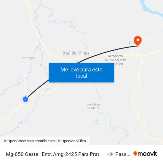 Mg-050 Oeste | Entr. Amg-2425 Para Pratápolis to Passos map