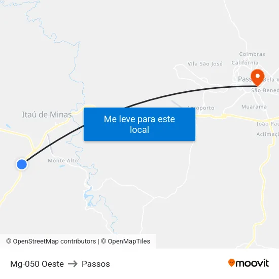 Mg-050 Oeste to Passos map