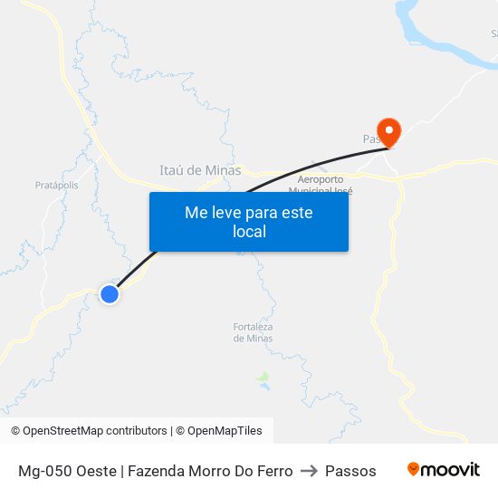 Mg-050 Oeste | Fazenda Morro Do Ferro to Passos map