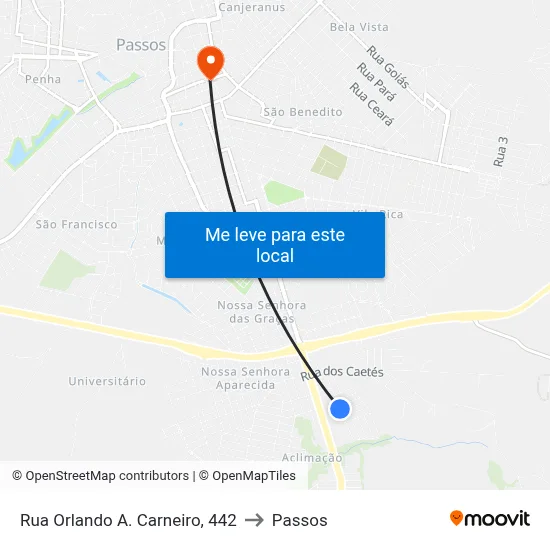 Rua Orlando A. Carneiro, 442 to Passos map