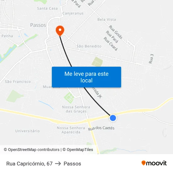 Rua Capricórnio, 67 to Passos map