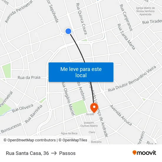 Rua Santa Casa, 36 to Passos map