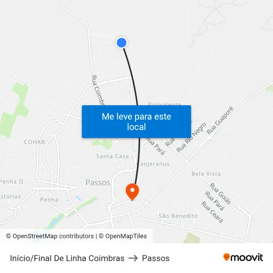 Início/Final De Linha Coimbras to Passos map