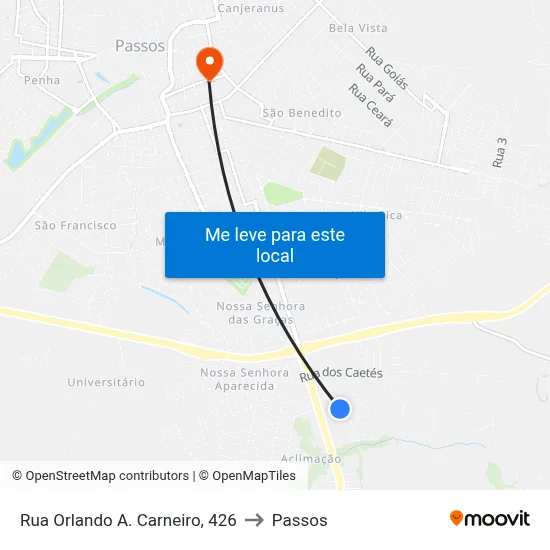 Rua Orlando A. Carneiro, 426 to Passos map