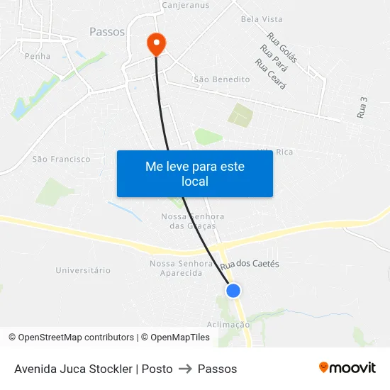 Avenida Juca Stockler | Posto to Passos map