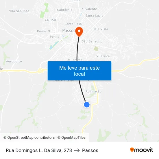 Rua Domingos L. Da Silva, 278 to Passos map
