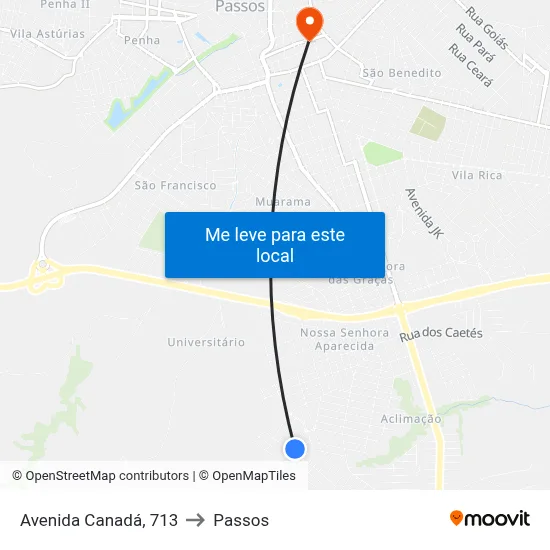 Avenida Canadá, 713 to Passos map