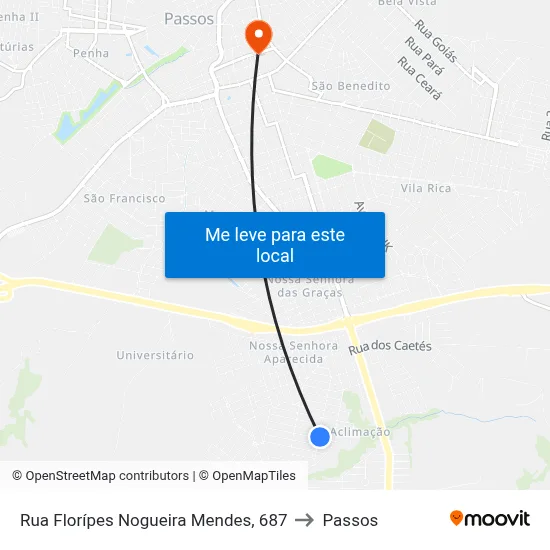 Rua Florípes Nogueira Mendes, 687 to Passos map