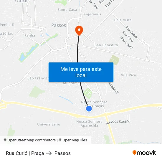 Rua Curió | Praça to Passos map