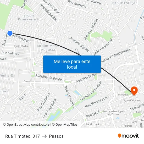 Rua Timóteo, 317 to Passos map