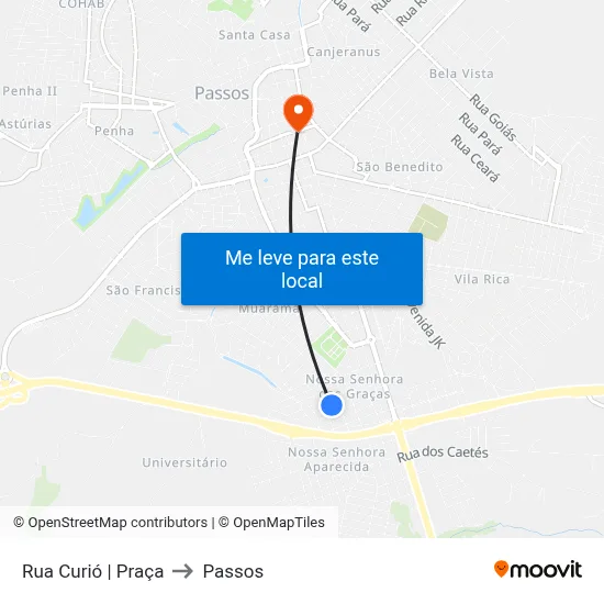 Rua Curió | Praça to Passos map