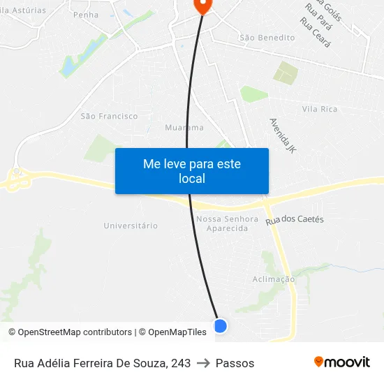 Rua Adélia Ferreira De Souza, 243 to Passos map