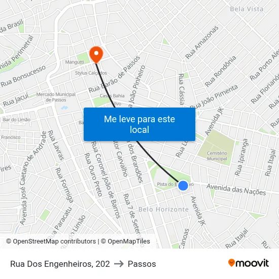 Rua Dos Engenheiros, 202 to Passos map