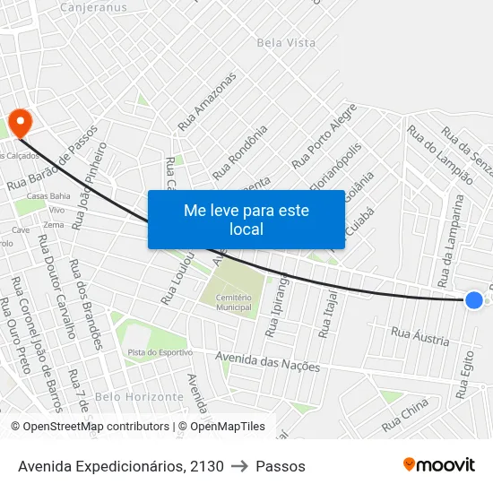 Avenida Expedicionários, 2130 to Passos map