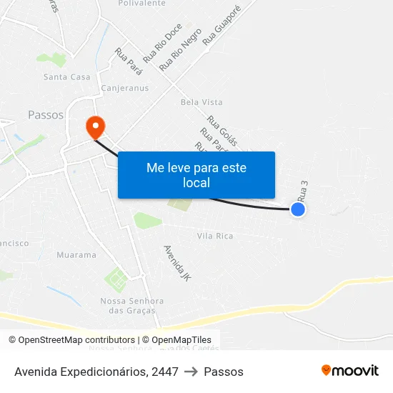 Avenida Expedicionários, 2447 to Passos map
