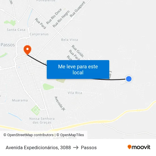 Avenida Expedicionários, 3088 to Passos map