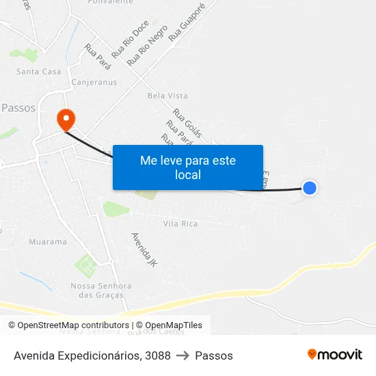 Avenida Expedicionários, 3088 to Passos map