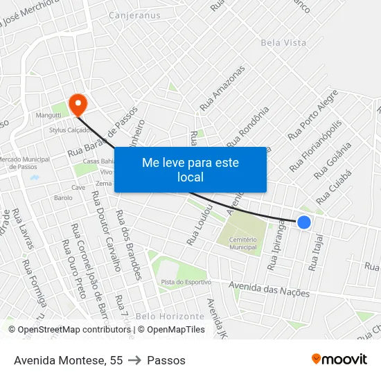 Avenida Montese, 55 to Passos map