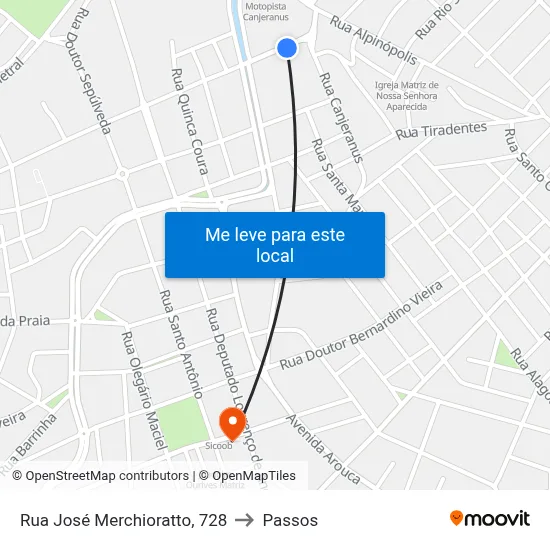 Rua José Merchioratto, 728 to Passos map